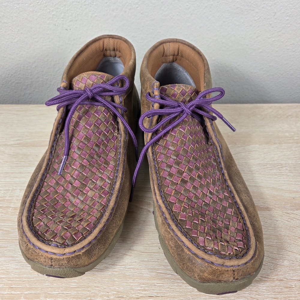 Twisted X WDM0042 Men's 11M Brown Leather Woven Chukka Driving Moc Shoes